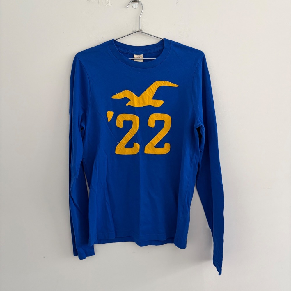 Hollister California Blue Long Sleeve Graphic T-Shirt Seagull '22 Mens Large